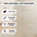 Fiona's magic Cotton Rope Laundry Hamper Basket, 65L Woven Large Laundry Basket, Tall Dirty Clothes Hamper for Storage Blankets, Toys in Bedroom, Living Room Organizing-Collapsible-Beige