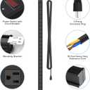 QBA 24 Outlet Metal Power Strip, Extra Long Heavy Duty Power Strip with 10FT Extension Cord, Mountable for Warehouse Garage Workench, ETL Listed, Black
