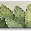YaSheng Art- 20X60 Inch Long Canvas Wall Art Oil Painting ,Modern Minimalist 3D Textured Wall Art , Oil Paintings on Canvas Green plant Paintings ,Handmade Abstract Artwork Painting, Wall Art for Bedroom Living Room Home Wall Art Deco Framed Pictures