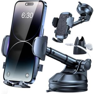 Phone Holders for Your Car [88 LBS Super Heavy Duty] Suction Cup Phone Holder Windshield/Dashboard/Window, Universal Car Phone Holder Mount, Compatible with iPhone, Samsung & Other Cellphone,Black