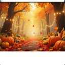 Fall Backdrop Autumn Golden Maple Forest Photography Background Banner Fall Maple Leaves Pumpkin Decorations Thanksgiving Party Supplies Farm Harvest Event Banner 71x43 Inchs