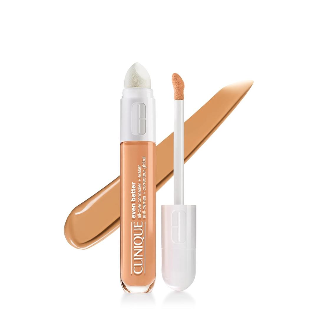 Clinique Even Better All-Over Full Coverage Concealer + Eraser Makeup For Dark Undereye Circles | With Hyaluronic Acid + Caffeine | Hydrating, Brightening + Depuffing (AS Toasted Wheat WN 76 - medium, warm-neutral undertones)