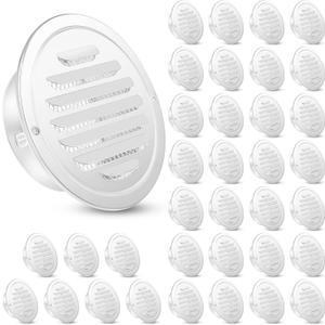 Zonon 36 Pcs Stainless Steel Soffit Vents 4 Inch Round Dryer Vent Cover with Mesh Screen for Home Outdoor Bathroom Wall Ceiling Outside Exterior Exhaust (White)