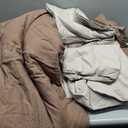 BESTOUCH Duvet Cover Set 100% Washed Cotton Linen Feel Super Soft Comfortable Chic Lightweight 3 PCs Home Bedding Set Solid Pine Bark Brown Queen (Queen (90" x 90"))