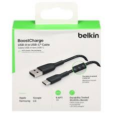 Belkin Black Braided USB-A to USB-C Charging Cable, 6.6 ft
