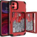 iPhone 11 Wallet Case for Women, Men - WeLoveCase Defender Credit Card Holder Cover with Hidden Mirror Three Layer Shockproof Heavy Duty Protection All-Round Armor Protective Case for iPhone 11 Red