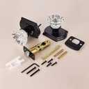 Glass Door Knobs Interior with Lock, Vintage Privacy Crystal Door Knobs for Bedroom Bathroom, Matte Black