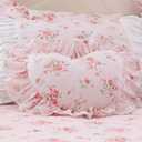 LELVA Floral Ruffle Design Throw Pillow Sham Cushion Pink Heart Decoration Pillow Shaped Sofa Bed Throw Pillows