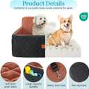 HEGGCOOE Dog Car Seat for Medium/Large Dogs, Pet Booster Seat for Under 55 lbs or 2 Small Dogs, Detachable & Washable Dog Car Bed for Backseat with 2 Safety Leashes(Black/Brown)