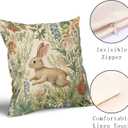 Spring Summer Pillow Covers 16x16 Inch Set of 2 Easter Bunny Floral Cotton Linen Decorative Throw Pillow Case Rabbit Flower Botanical Plant Cushion Cover for Bedroom Sofa Living Room Chair Home Decor