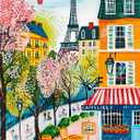 Cross & Glory  Morning at Caf Lisle  1000 Piece Jigsaw Puzzle for Adults | Paris Folk Art Puzzle | Bright Eiffel Tower Caf Scene | Premium Quality 1000 Piece Puzzle for Adults
