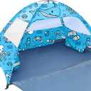 Ocean World 3-4 Person Family and Baby Beach Tent  Cool Beach Essentials for Shade, UPF 50+ UV Protection and PU800 Waterproof, Portable Pop Up Sun Shade Cabana Shelter for Kids and Toddlers,