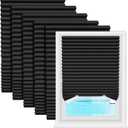 Zipcase 6 Pack Window Blackout Shades, 100% Shading Cordless Light Filtering Pleated Paper Shades, 36 in x 72 in(Fits Windows 19- 36), Black