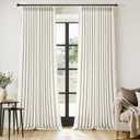 MIULEE Pinch Pleated Thick Linen Curtains 102 Inches Long 2 Panels for Living Room Bedroom, Linen Texture Pleat Drapes Memory Trained Light Filtering Neutral Ivory Cream Farmhouse Window Curtains (Beige White)