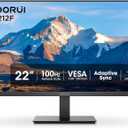 KOORUI 22 Inch Computer Monitor Full HD 1080P 100Hz PC Gaming Screen VA Panel Ultra-Slim Display 3000:1 Contrast Ratio with Adpitive Sync (HDMI/VGA/VESA Compatible 100x100mm/Audio Out), Tilt, Black