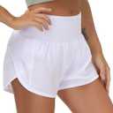 THE GYM PEOPLE Women’s High Waist Running Shorts with Liner Athletic Hiking Workout Shorts Zip Pockets Size M