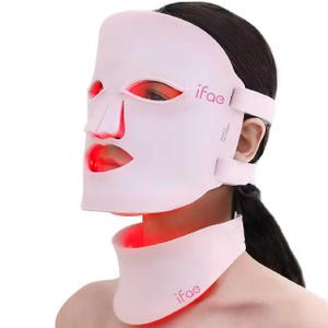 Red Light Therapy Mask for Face and Neck, 7 Colors with NIR Led Face Mask Light Therapy with Eye Protection and Remote, Rechargeable Ergonomic Design for True Anti-Aging Skincare at Home (Pink)