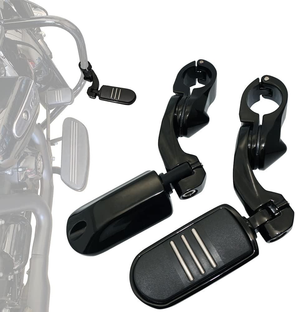 FOVPLUE 1.25" Highway pegs,Motorcycle Angled Adjustable Highway Footpegs for Harley Davidson Touring Road King Road Glide Street Glide Electra Glide Softail Sportster with 1 1/4" Highway Bar Black