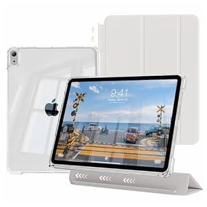 GKABXY Case for iPad Air 11 inch M3/ M2(2025/ 2024), iPad Air 5th/ 4th Generation (2022/ 2020) 10.9 inch with 2-in-1 Sliding Detachable Clear Cover, Protective Soft TPU Frame, Auto Wake/ Sleep (Gray)