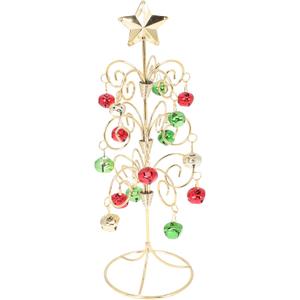 VICASKY Desktop Holiday Tree Ornament Metal Christmas Decoration Rotatable Calendar Xmas Ornaments Realistic Display Stand Gold Table Decor Tabletop Mini Trees (11.40X3.73 Inch)