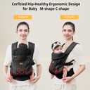 CUBY Newborn Baby Carrier with Head Support and Sunshield, Breathable & Easy Adjustable Newborn Toddler Front Baby Carriers Sling,Hands-Free Newborn Carrier up to 40lbs(Black,Upgraded-with Waist Belt)