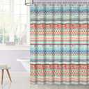 72x84inch Colorful Boho Fabric Shower Curtain Stripe Geometric Classical Retro Pattern Chic Tribe Style for Bathroom Decor Waterproof Bathtub Orange Shower Curtain Liner Durable with Hooks