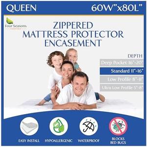 Amazon.com: Queen Size Mattress Protector Bedbug Waterproof Zippered Cover Hypoallergenic Premium Quality Encasement White : Home & Kitchen