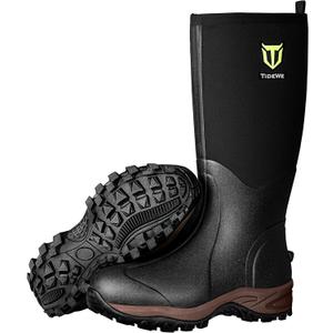 TIDEWE Rubber Neoprene Boots Men And Women, Waterproof Sturdy 6mm Neoprene Boot, Rain Boot Hunting Boot Arctic Outdoor BootBlack, Brown & Next Camo G2, Size 10 Black