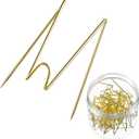 Geyoga Fabric Panel Wall Wire Hooks Cubicle Hooks with Clear Storage Box for Interior Exterior Decor for Picture Home School Office DIY (Gold,36 Pcs)