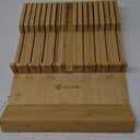 Utoplike In-drawer Knife Block Bamboo Kitchen Knife Drawer Organizer Large, Handle Steak knife Holder without Knives, Fit for 16 Knives and 1 Sharpening Steel (Knives & Sharpening Not Included)