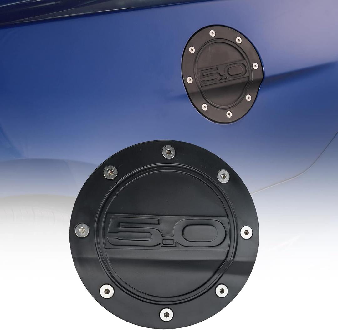 Fuel Tank Cap Cover for Ford Mustang GT, Gas Tank Doors with Logo Replacement Parts Compatible with Ford Mustang GT 2015-2020, Black
