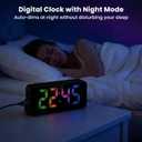 2 Pack Alarm Clock for Bedroom, RGB Digital Clock Large Display, Dual Alarm Clocks for Bedrooms Heavy Sleepers, Plug-in Desk Clock with Temperature, Dimmable Night Mode, Battery Backup(White+Black)