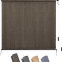 KELIXU Patio Shades Roll Up Outdoor Blind, 8' W x 6' H Cordless Sun Shade Privacy Screen with 90% UV Protection Exterior Roller Shade Cloth for Porch Pergola Backyard Windows Balcony, Mocha