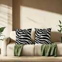 2Pcs Zebra Print Striped Pillow Covers, Black White Print Modern Decor Throw Pillow Square Cushion Covers 18x18 inch Nursery Living Room Home Decor for Car Bed Couch