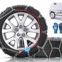 Snow-Chains Auto Fixing 1 Min Quick Fit Easy Installation Tire-Chains, Gifts for Safety, Portable Reusable Universal Emergency Tire Traction Chain for Passenger Car and SUV - Set of 2 (XM-120)