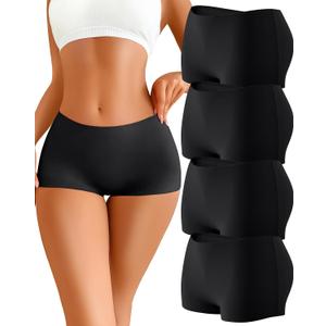CUTE BYTE Womens Seamless Boy Shorts Underwear Soft Stretch No Show Boxer Shorts Briefs Panties for Ladies 4 Packs (M)