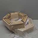 YBING Hexagon Floating Shelves Wall Mounted Farmhouse Wood Storage Honeycomb Wall Shelf Set of 6 Hexagonal Shelves Wall Home Decor Hexagon Shelves for Living Room Bedroom Office, Light Brown