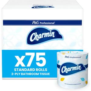 Charmin Commercial Bathroom Tissue, Septic Safe, Individually Wrapped, 2-Ply, White, 450 Sheets/roll, 75 Rolls/carton