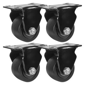 FactorDuty 2.5 inch Heavy Duty Polyurethane Caster Wheels Rigid Fixed None Swivel Industrial Grade Solid Low Profile Smooth and Silent 2000LB Capacity Pack of 4