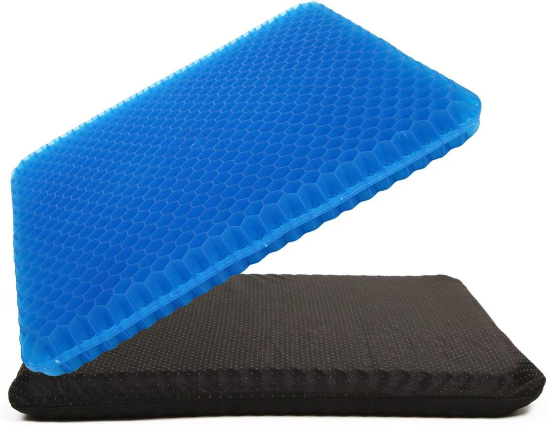 Gel Seat Cushion (20"x20"x2") for Long Sitting, Super Large Gel Cushions for Elderly Pressure Relief, Office/Desk Chair, Wheelchair, Car & Airplane Seat, Couch, Stadium Cushion Pads (XXL-LARGEST & THICKER, Blue)