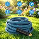 NON-EXPANDABLE Garden Hose 50 ft, Heavy Duty Flexible Water Hose, Kink Resistant Lightweight Hybrid Hose with Durable Fabric Skin, Leakproof Hose Male to Female Fittings