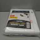 10' x 10' Extra Heavy-Duty White Poly Tarp 12 Mil Thick, Waterproof, UV-Resistant Polyethylene with Reinforced Edges, Double-Stitched Hems, and Rustproof Grommets