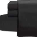 Shunjie.Home 100% Cotton King Bed Sheets Set - 600 Thread Count Sateen - 4 Piece Bed Sheet Set, Deep Pocket with All Around Elastic, Breathable & Durable Hotel Luxury Bedding - Black