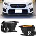 ECOTRIC LED Fog Lights Compatible with 2018-2021 Subaru WRX STI White DRL Daytime Running Light & Amber Turn Signal Fog Lights Lamp Cover Bezels Replacement for 57731VA410 57731VA400
