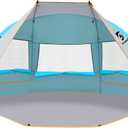 Beach Tent 2-3 Person Sun Shelter UPF 50+ with Extended Waterproof Pe Floor & 3 Mesh Roll Up Windows Fits, Portable Beach Shade Easy Setup for Outdoor Camping, Indoor, Fishing, Yard. (Blue)