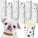 Yungyan 100 Pcs 3 oz Tiny Pup Cups for Dogs Mini Whip Cream Disposable Paper Cups Mini Puppy Dog Paw Pattern Snack Container for Puppy Food Treat Feeding Pet Theme Party Supplies (Black)