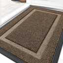 OLANLY Front Door Mat Indoor Outdoor Entrance, Waterproof All-Season, All-Weather Doormat, Sturdy Natural Rubber, Fade Resistant, Low Profile, Easy Clean Patio Porch Entryway Mat, 29.5x17, Brown