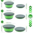 Collapsible Bowls, 3pcs Food Grade Silicone Camping Bowl Salad Bowl with lids, Portable Expandable Lunch Box Food Storage Container for Camping Travel and Picnic,Green