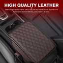 1 PC Car Center Console Cover, Leather Car Armrest Cushion Cover with Side Storage Pockets, Middle Car Interior Accessories, Universal for Trucks, Cars, SUVs (Brown)