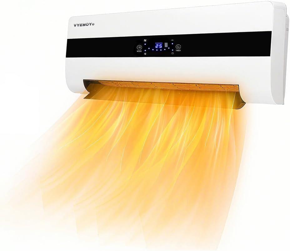 1500W Space Heaters for Indoor Use with Remote Control, PTC Ceramic Fast Heating Wall Heater, Digital Display, Energy Efficient, Adjustable Temperature Room Heater for Home, Office, Bedroom